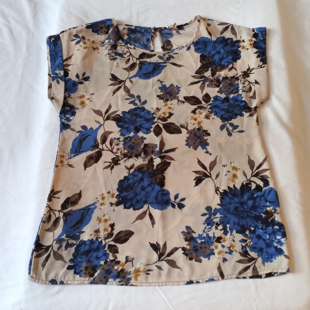 Women's My Beloved Light Tan Floral Blouse